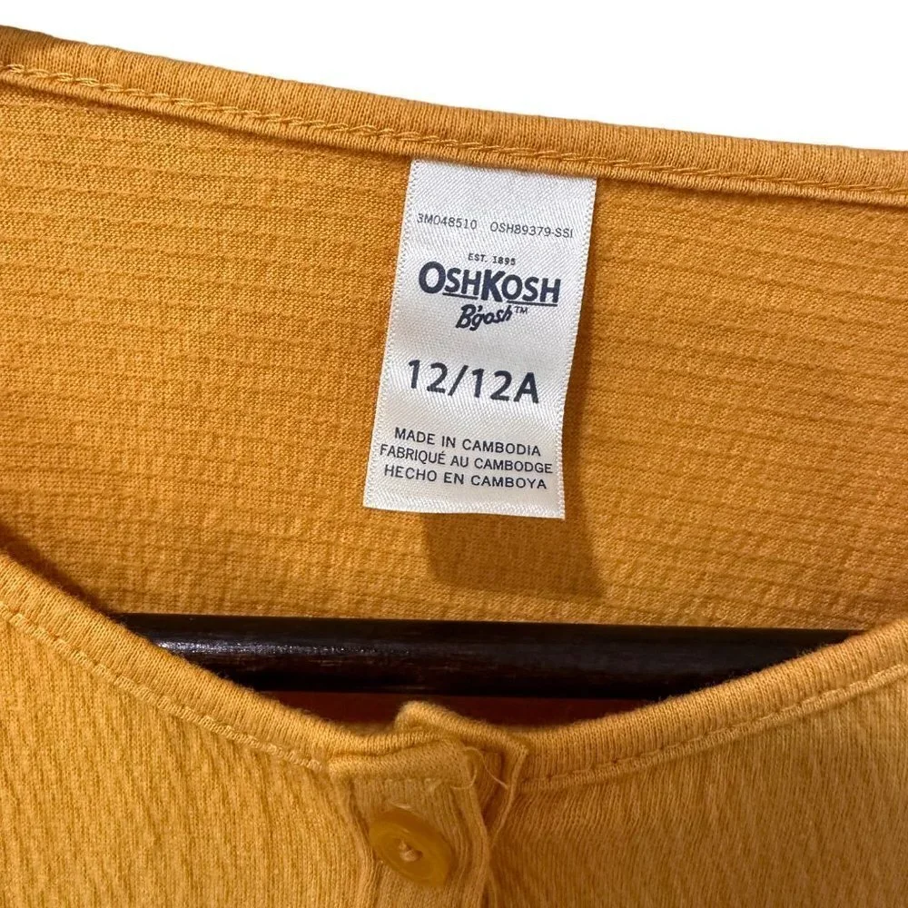 3/$30 NWT OshKosh B'gosh Mustard Tie-Up Shirt w/ Lace Detail‎ - Girls Size 12